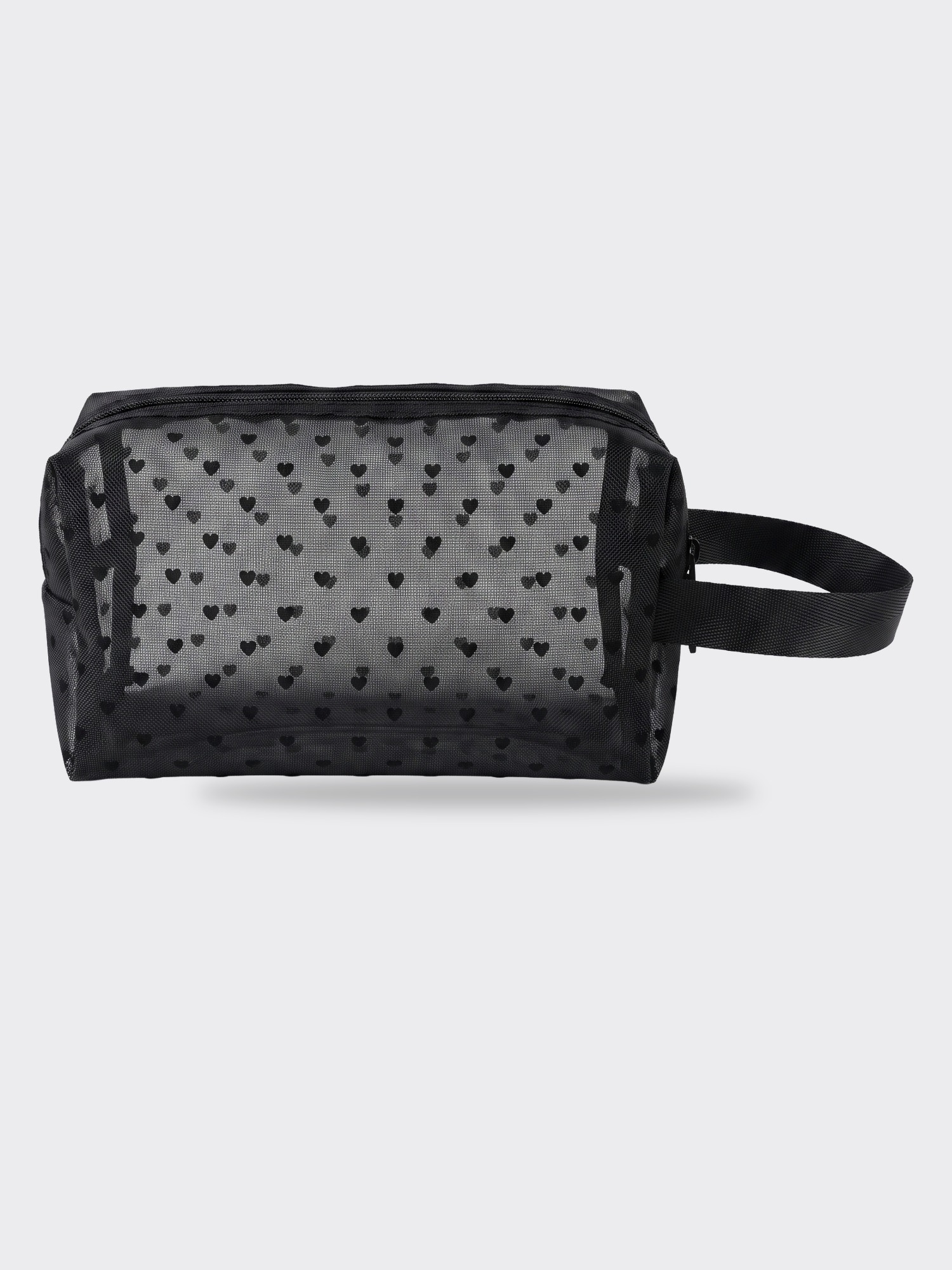 Black Love Mesh Portable Make Up Bag DP25A593