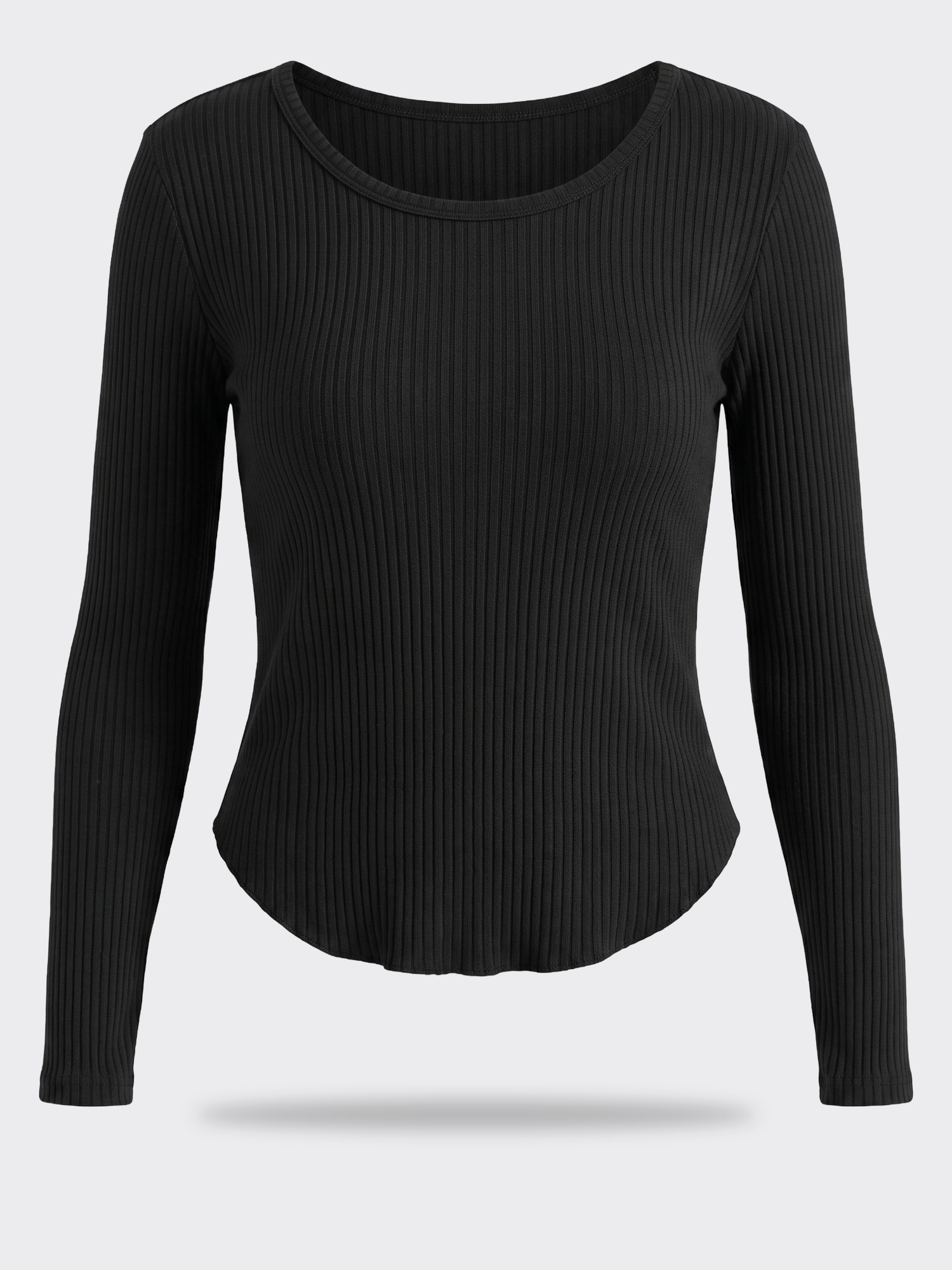 Bobi LS Rib Curve Hem Crop Tee