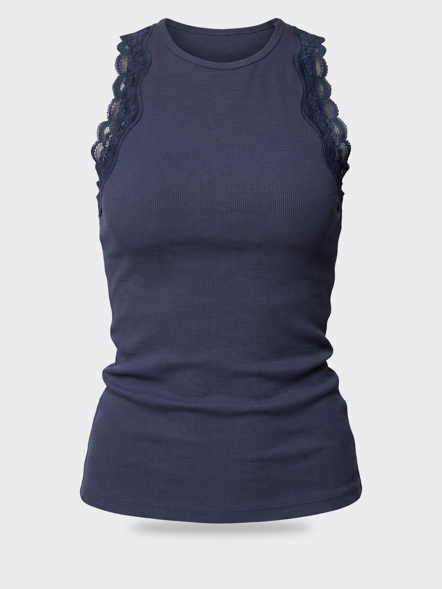 Cami Rian Rib Knit Tank Side Lace