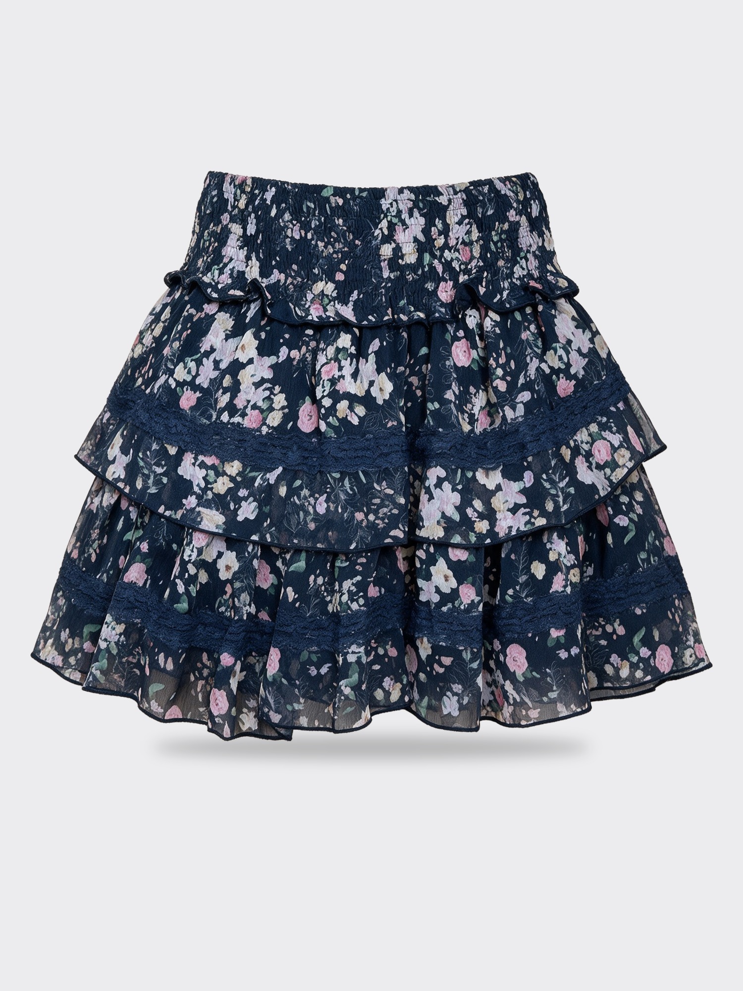 Flowers By Zoe Chiffon Ruffle Skirt W Lace