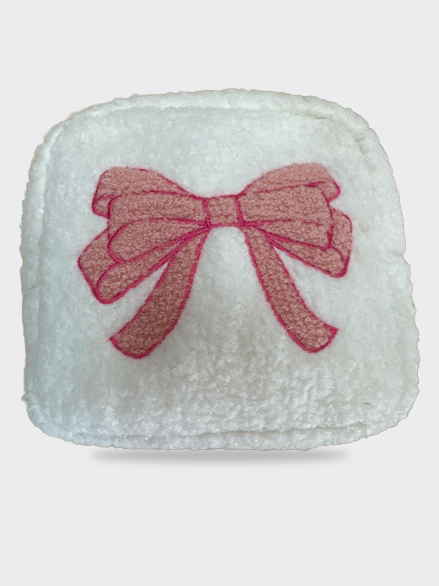 Fuzzy Small Bow Cosmetic Bag